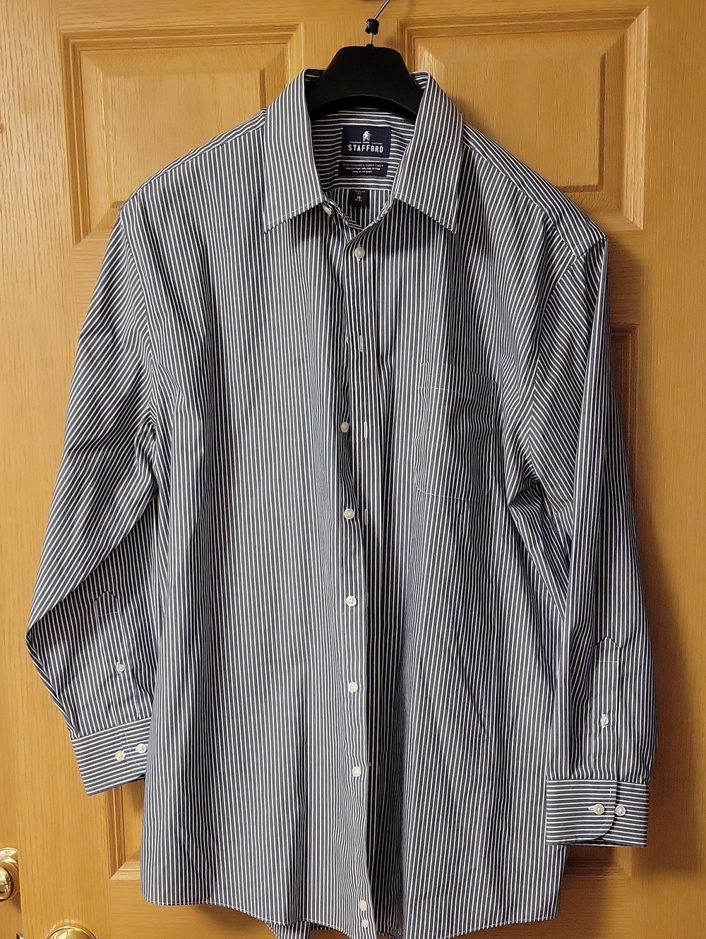 Stafford Blue and White Pinstripe Dress Shirt